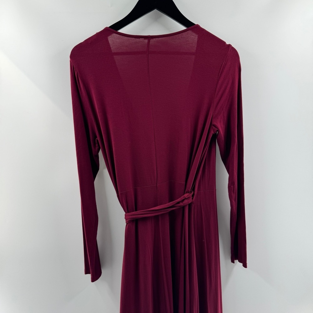 Gap Maroon Long Sleeve Wrap Dress with Side Tie – Size Medium - Picture 5 of 6